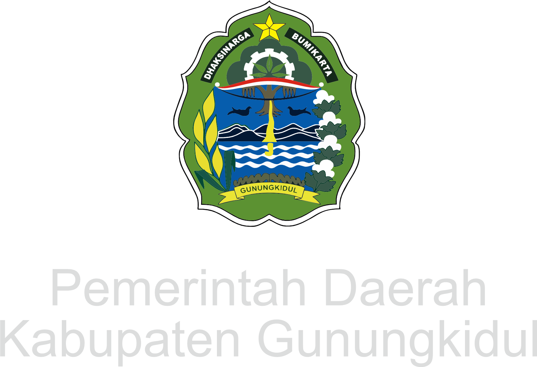 Logo Kabupaten Gunungkidul, detailed emblem with green and blue colors
